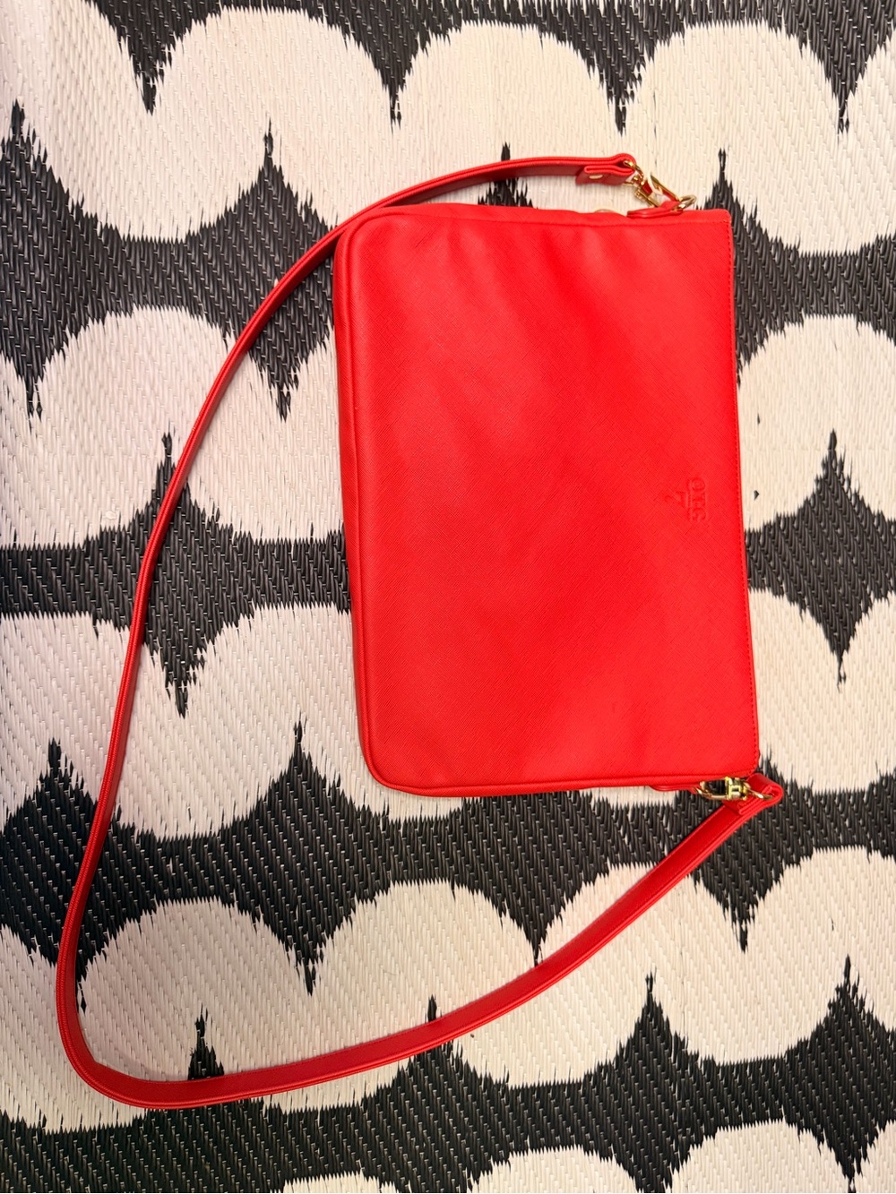 OTG 24/7 Red Saffiano Crossbody Bag Purse Vegan Leather Gold Hardware
